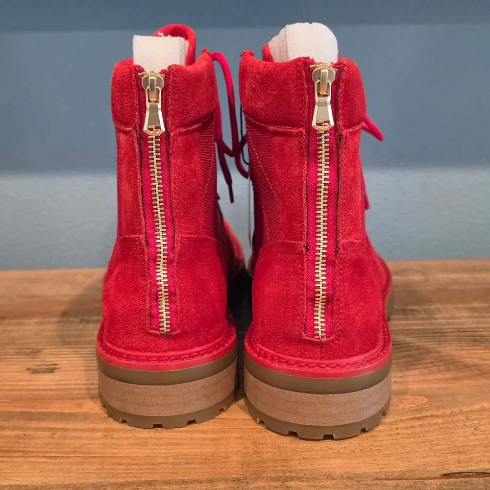 Saint Morta Mens Legion Boot Red Suede Canvas Tactical Combat Zip Size 9 US